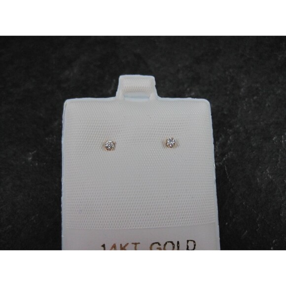 Tiny Vintage 2mm Cz Stud Earrings 14K Gold Filled New Old Stock - Picture 2 of 10